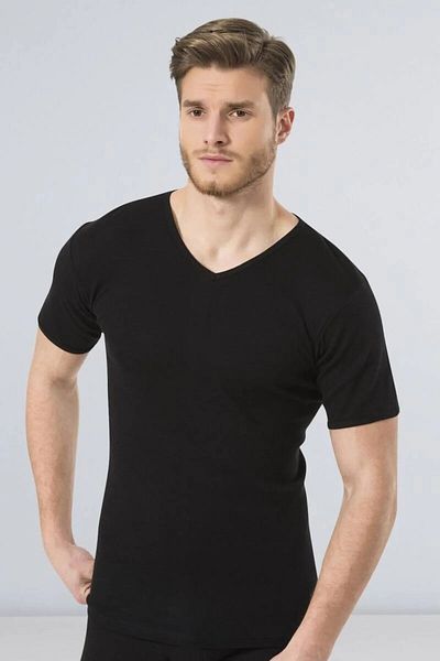 ByDon 6 Pieces Men's V-Neck Lycra Short Sleeve T-Shirt (Fanila)