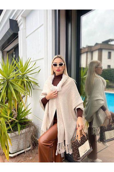For Angels Cardigan șal tricot cu guler de blană
