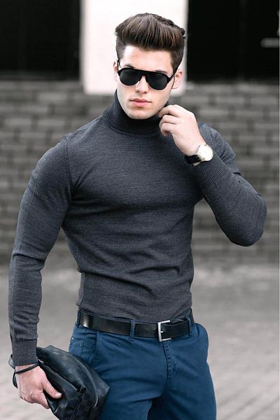 Madmext Anthrazitfarbener Rollkragenpullover 4656