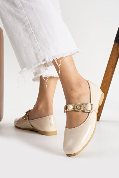 StWenn Krem Kadın Babet Rahat Hafif Ses Yapmaz Ortopedik Günlük Ayakkabı Babet Ev Ofis Dış Mekan Ayakkabı