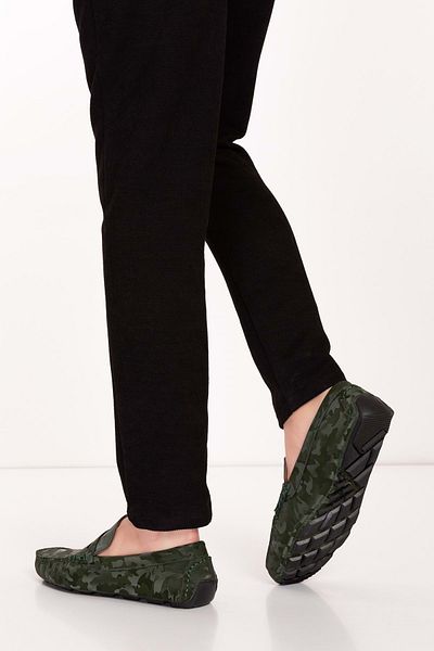 Gondol Pantofi pentru bărbați din piele naturală cu talpă flexibilă cu model de camuflaj tx.11873