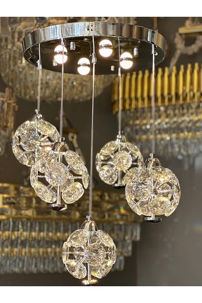Led 5 Pendant Crystal Luxury Led Chandelier 3 Color Option