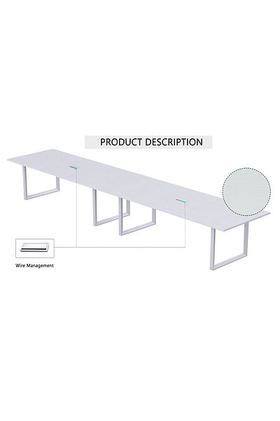 Mahmayi Vorm 136-36 Modern Conference-Meeting Table for Office, Home-(8 Seater, White)