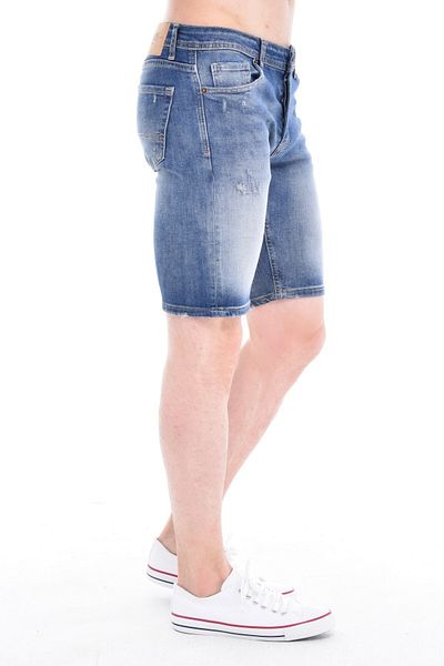 CEDY DENIM سليم صالح جان الخصر العادي سليم صالح ممزق التفاصيل بسط الرجال شورت جينز C342