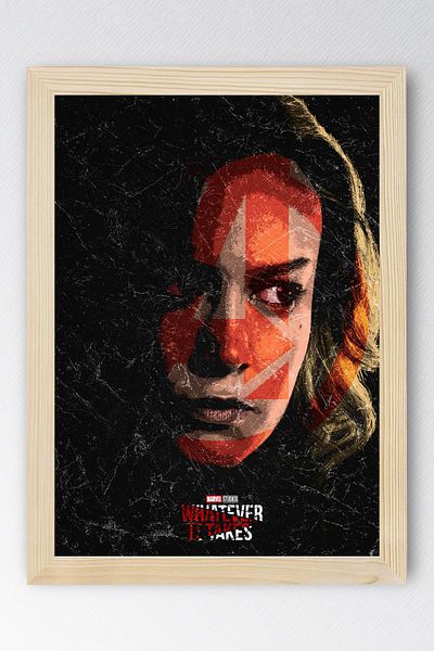 Saturn Captain Marvel Framed Painting - Captain Marvel Avengers Poster Painting
