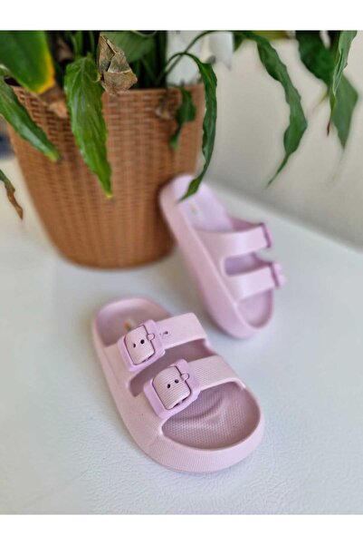 AkınalBella Female Child Powder Double Buckle Light Sole Slippers