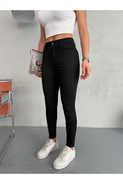 alanora Women's Black High Waist Ankle Length Narrow Leg Skinny Stretchy Lycra Pantalon