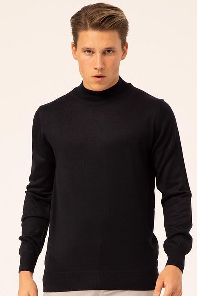 SÜVARİ Comfortable Fit Half Fishing Neck Would Solid Color Quality Thin Knitting Sweater