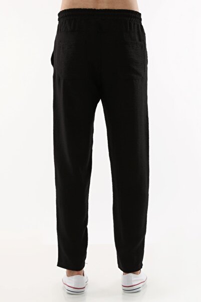 CEDY DENIM Erkek Yazlıkl Sentetik Keten Yüksek Bel Lastikli, Bol Kesim Pantolon C350