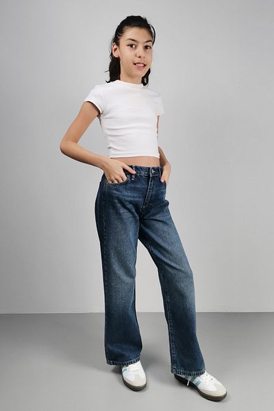 CEDY DENIM Pantaloni Palazzo Jeans pentru fete de înaltă calitate, cu talie înaltă, 100% bumbac