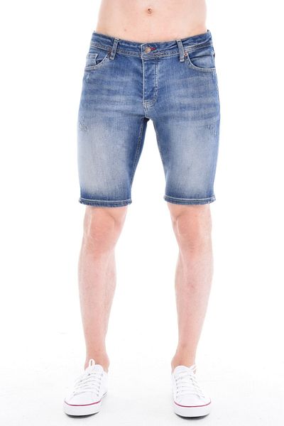 CEDY DENIM سليم صالح جان الخصر العادي سليم صالح ممزق التفاصيل بسط الرجال شورت جينز C342