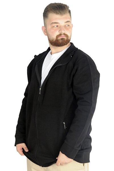 ModeXL Чоловічий кардиган на блискавці Stell комір-стійка Mode Xl Plus Size 20571 чорний