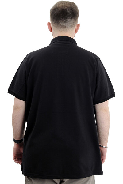 ModeXL Ανδρικό T-Shirt Polo Neck μεγάλου μεγέθους - U24328 Μαύρο