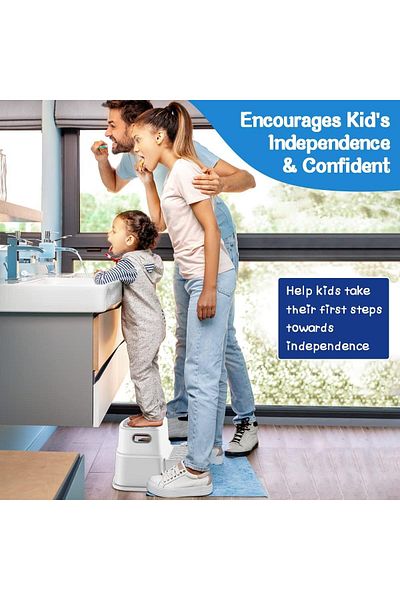 COOYA Kids Step Stools, 2 Step Stool, with Anti-Slip Surface and Rubber Bottom, for Bathroom, Kitchen