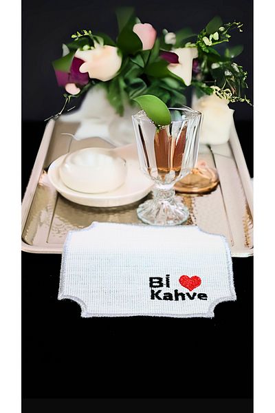 PLT Design Set of 6 Bi-Coffee Patterned Linen Coffee Side Cocktail Presentation Napkins