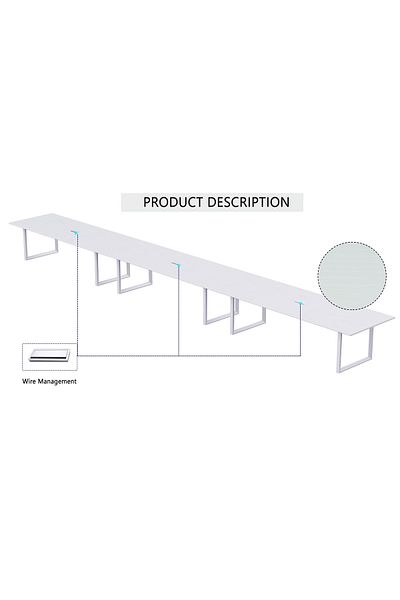 Mahmayi Vorm 136-60 Modern Conference-Meeting Table for Office, Home-(14 Seater, White)