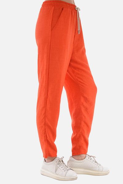 CEDY DENIM Pantaloni de vară pentru femei, din in sintetic, cu talie înaltă, elastici, cu picior apropiat, C611