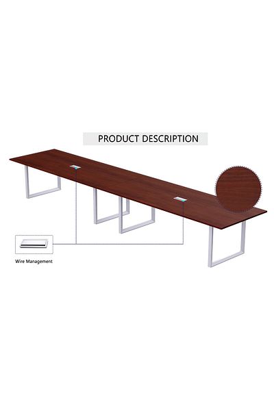 Mahmayi Vorm 136-48 Modern Conference-Meeting Table for Office, Home-(12 Seater, Apple Cherry)