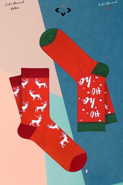 LİGROUND 2 Pairs Christmas Themed Unisex Christmas Stocking Gift Christmas Stocking Red Stocking White Stocking