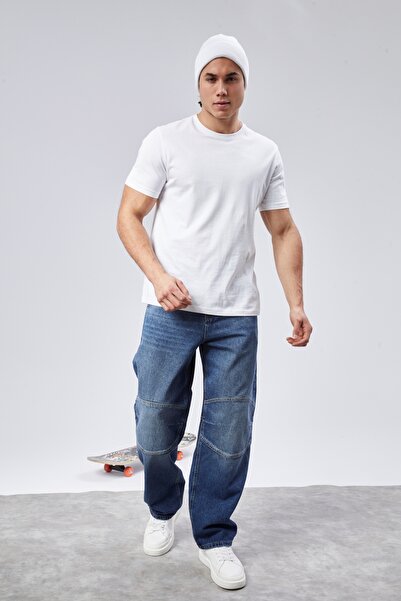 CEDY DENIM High Quality Men's High Waist Skater Baggy Jeanpantolon C362-Blue