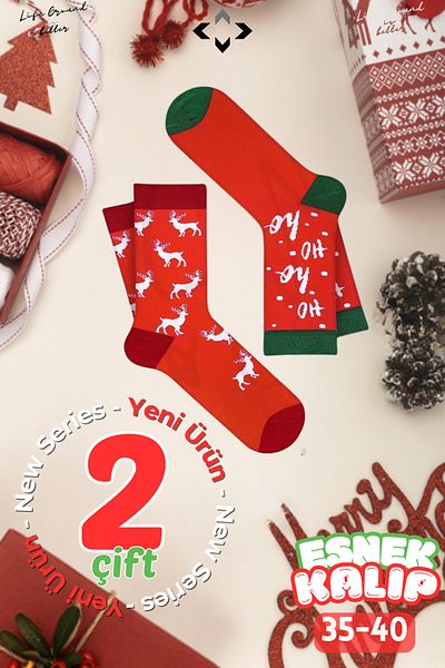 LİGROUND 2 Pairs Christmas Themed Unisex Christmas Stocking Gift Christmas Stocking Red Stocking White Stocking