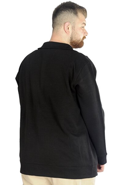 ModeXL Чоловічий кардиган на блискавці Stell комір-стійка Mode Xl Plus Size 20571 чорний