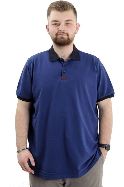 ModeXL Ανδρικό μπλουζάκι με λαιμόκοψη Polo XL Plus Size - U24328 Indigo