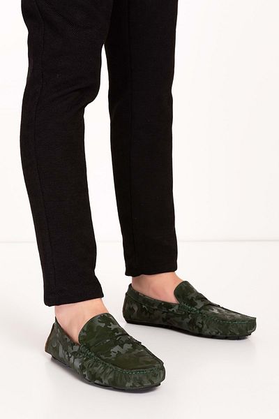 Gondol Pantofi pentru bărbați din piele naturală cu talpă flexibilă cu model de camuflaj tx.11873
