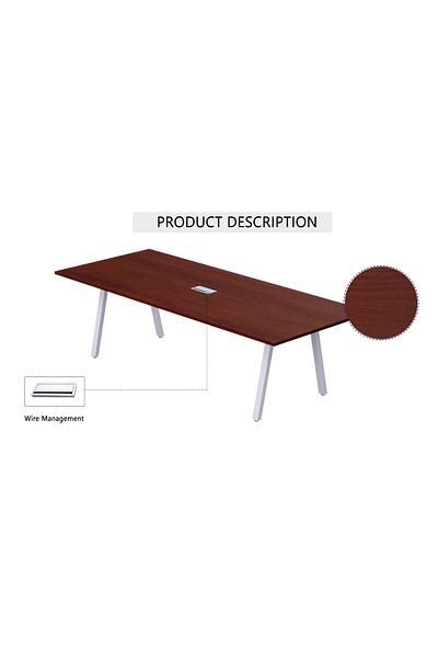 Mahmayi Bentuk 139-18 4 Seater Conference Meeting Table - Modern Office Furniture-(Apple Cherry)