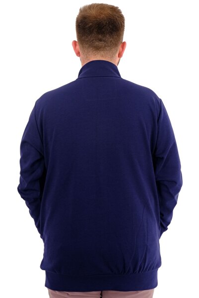 ModeXL Mode Xl Large Size Men's Cardigan Zippered Stell Stand Collar 20571 Indigo