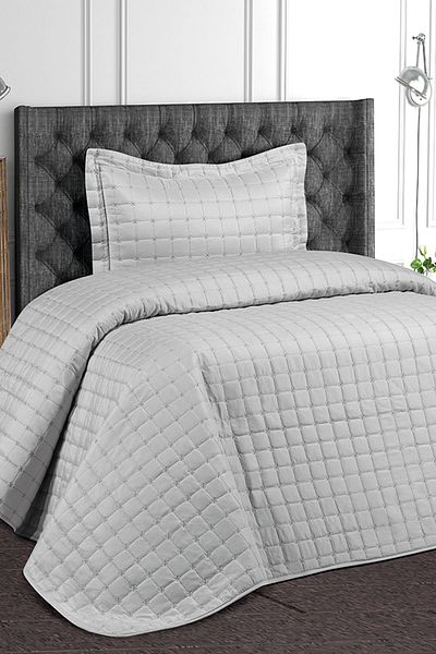 REYS Star Quilted Single Bedspread Set - Gray -
