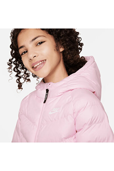 Nike Sportswear Syntetic-Fill Çocuk Kapüşonlu Pembe Mont Sportie