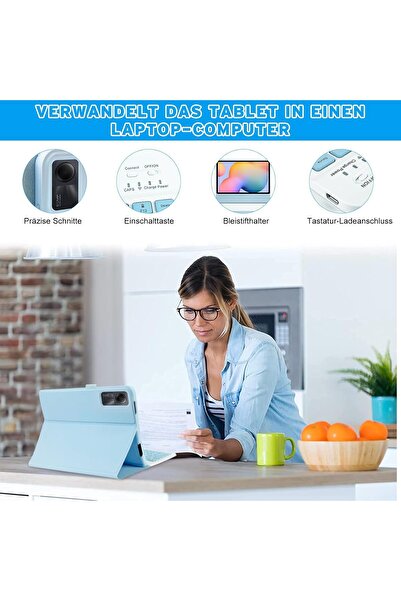 m.tk moveteck Xiaomi Redmi Pad Se 11 Inch Compatible Bluetooth-Compatible Case with Stand and Pen Compartment and Keyboard Magnetic