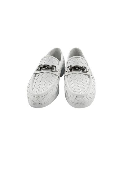 MİLONEK 202413471513   White Men's Loafer - Buckle, Straw Knit Casual Shoes