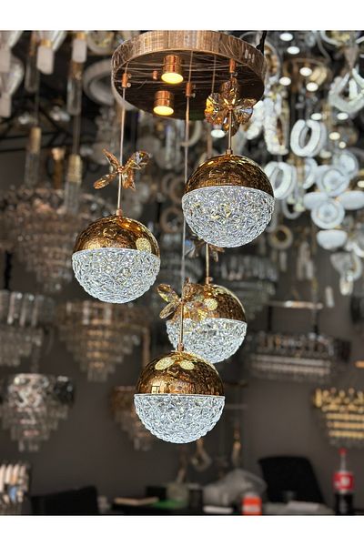 Led 2025 Model - 4 Pendant Large Head Lux Led Chandelier