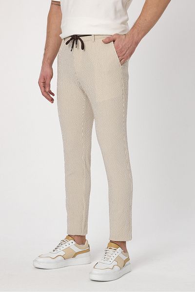 Frappoli Παντελόνι Altero Beige Jogger Fit με κορδόνια casual κοπής Άνοιξη-Καλοκαίρι