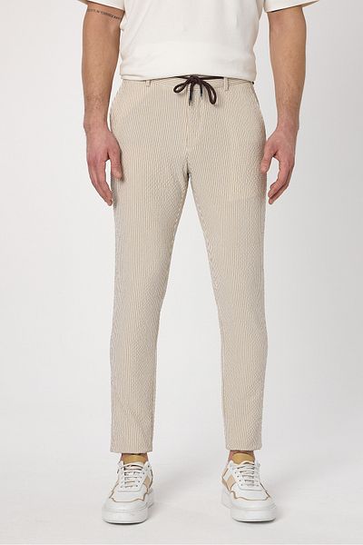 Frappoli Παντελόνι Altero Beige Jogger Fit με κορδόνια casual κοπής Άνοιξη-Καλοκαίρι