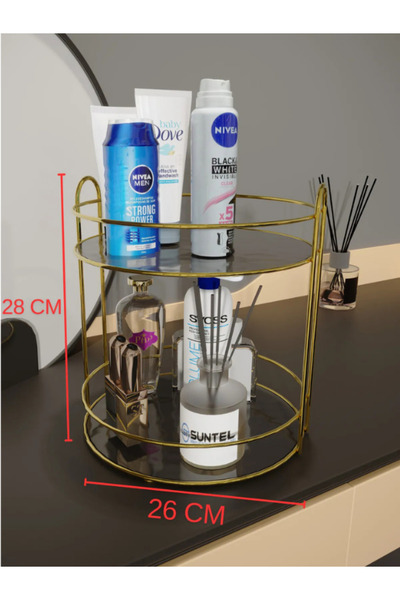 SUNTEL BANYO MUTFAK AKSESUARLARI Bathroom Cosmetic Jewelry Organizer Multi-Purpose Organizer 2-Tier Serving Presentation Tray Treat Holder