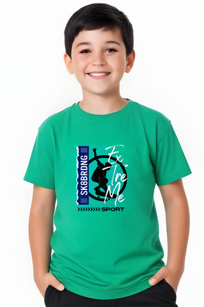 panios kids Tricou cu mânecă scurtă și gât rotund cu imprimeu SK Sport pentru...