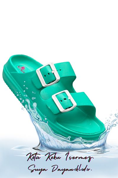 sermoda Water Green Light Eva Summer Slippers - Παντόφλες παραλίας και νιπτήρα με διπλή πόρπη