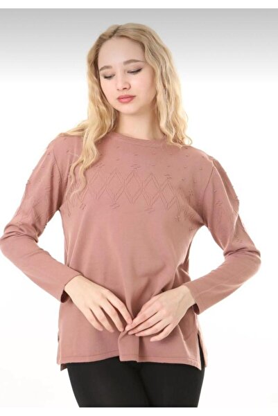 MaviMoure Pulover de damă cu decolteu rotund cu model