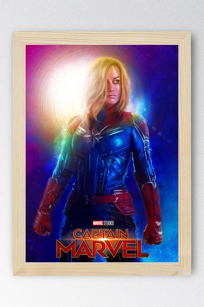 Saturn Captain Marvel Framed Painting - Captain Marvel Poster Painting