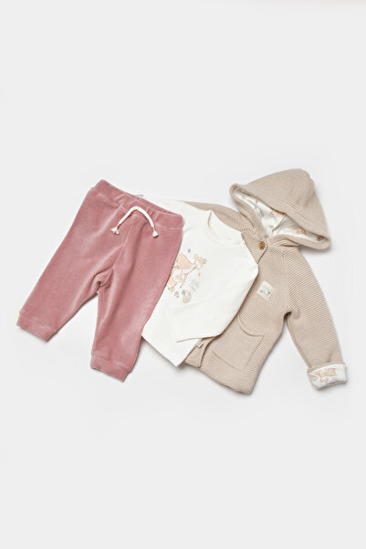 Bibaby Little Deer Triko Hırkalı 3'lü Takım