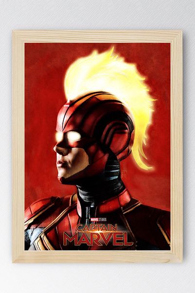 Saturn Captain Marvel Framed Painting - Captain Marvel Poster Painting