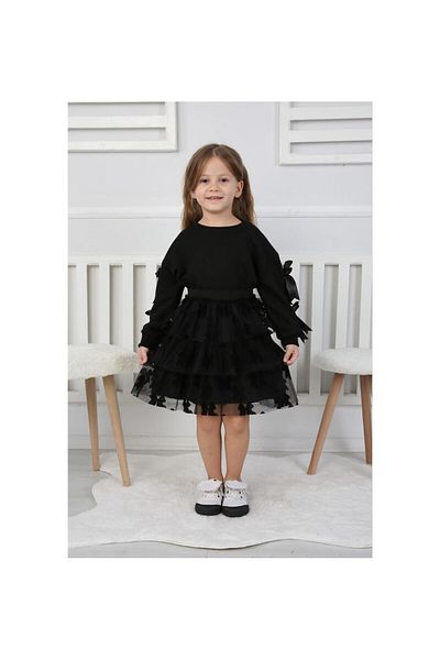 CİCHLİD Girl's Bow Detailed Tulle Skirt Dress