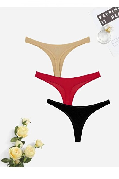 yokyokcollection wildcad Kadın Siyah Pamuklu Tanga - String 3 adet