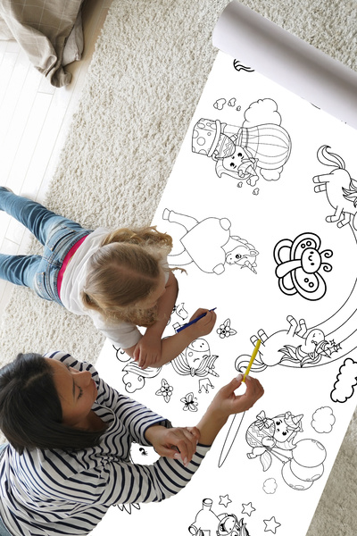 Natureplaydesign نشاط رسم عملاق بطابع وحيد القرن بمقاسات 62 سم × 200 سم