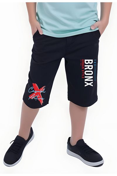 FYK KİDS Fyk Kids BRONX URBAN STYLE Text imprimat, pantaloni capri și pantaloni scurți pentru băieți