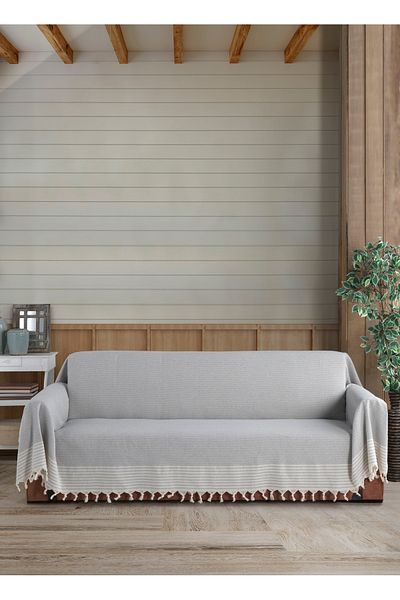KARAKRAL Organic Buldan Cloth Covering Arms 180X300Cm Armchair Sofa Sofa Bed Cover Gray