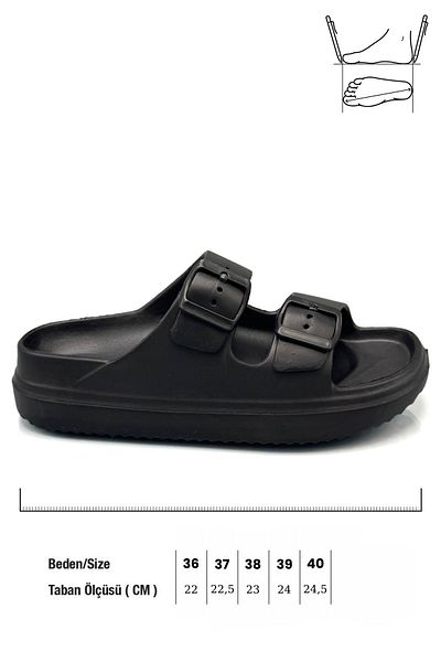 sermoda Ελαφριές καλοκαιρινές παντόφλες Eva Black - Νιπτήρας παραλίας και πισίνας με διπλή πόρπη